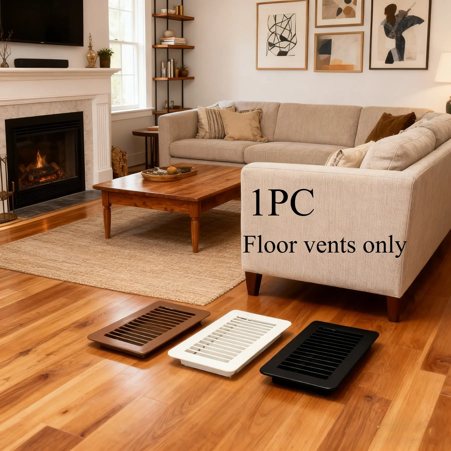 Modern thickened floor ventilation grille, adjustable slats for air circulation, easy embedded installation, sturdy & deformation-resistant for home renovation