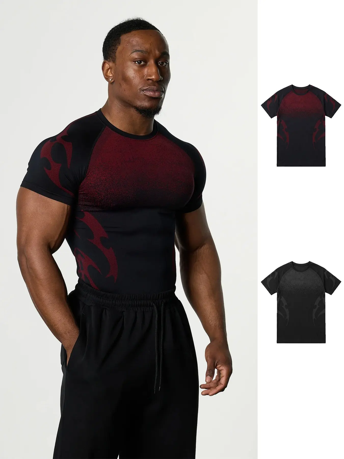 Men's Graphic Print T-Shirt, Sport T Shirt, Crew Neck Short Sleeve Top in Contrast Pattern, Casual Workout Training Shirt for Summer Daily Wear, Outdoor Fitness Streetwear, Clearance Deal, Trending Essential, Essential for Man's Wardrobe