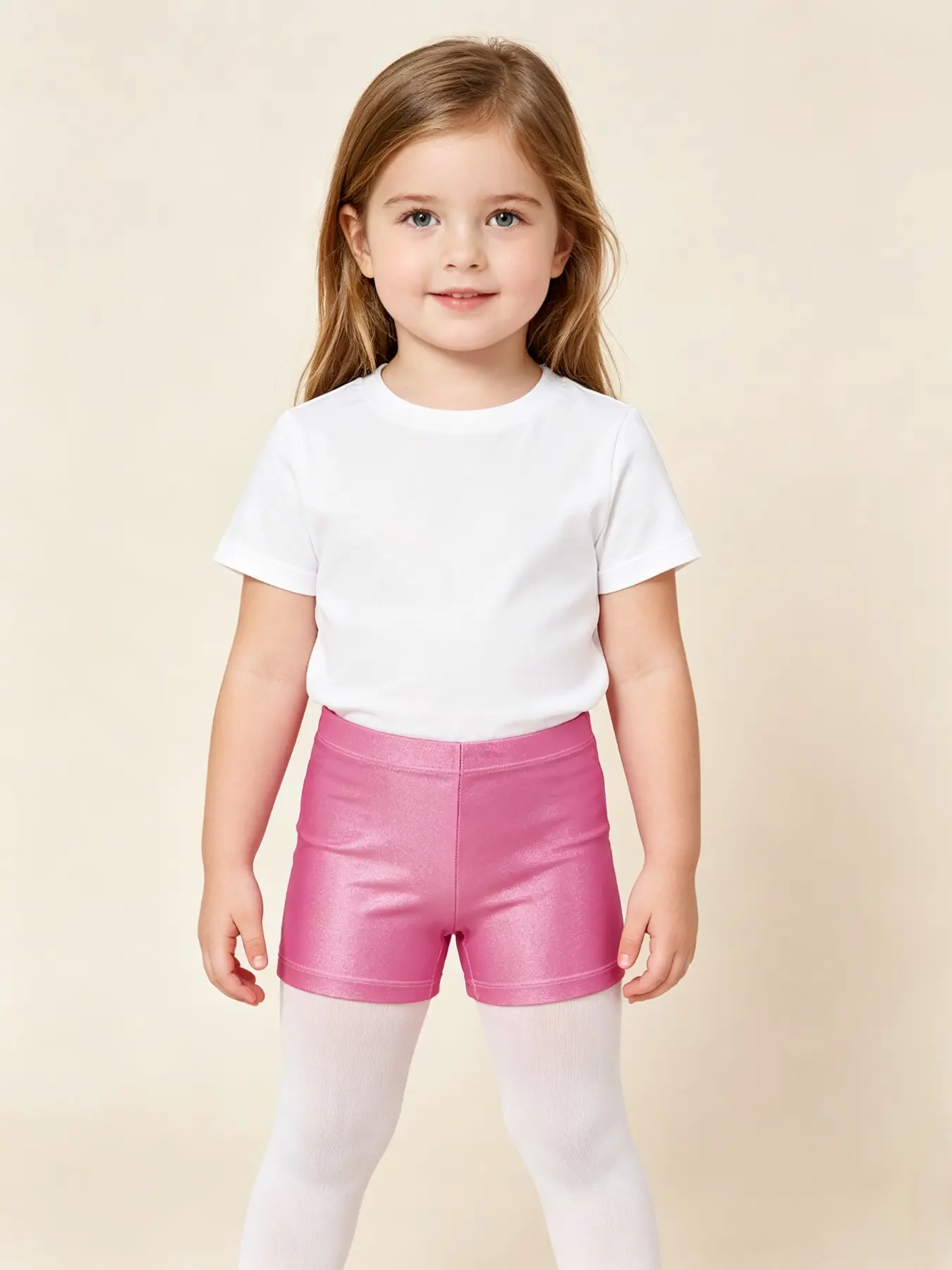 Girls Gymnastics Practice Shorts, Solid Color Dance Wear, Elastic Fit Sport Training, Wearable Gymnastics Uniform, Single Piece, Sporty Style Clothes