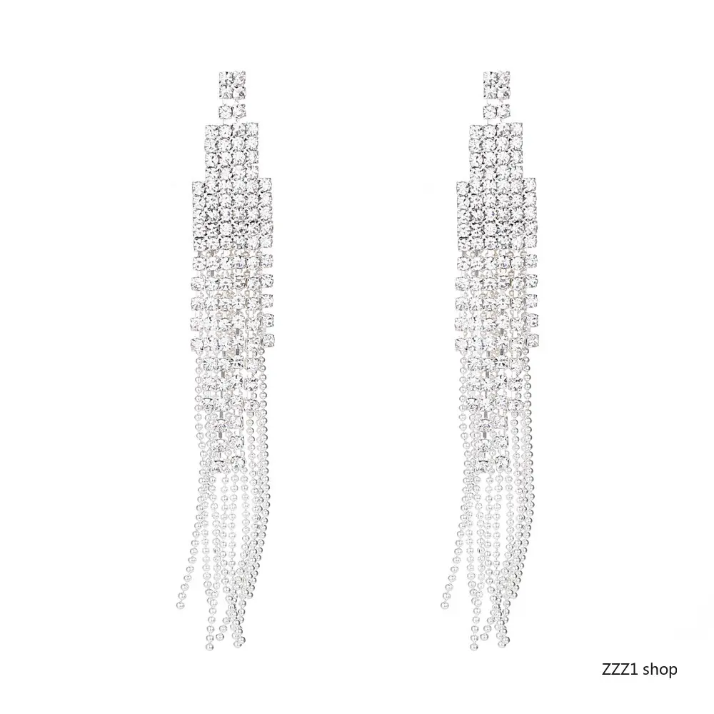 Women Fashion Tassel Drop Earrings, Viral European American Style Jewelry, Shiny Rhinestone Claw Chain Dangle Ear Ornaments, Sparkly Statement Accessory, Great for Nightclub, Dating and Daily Street Styling