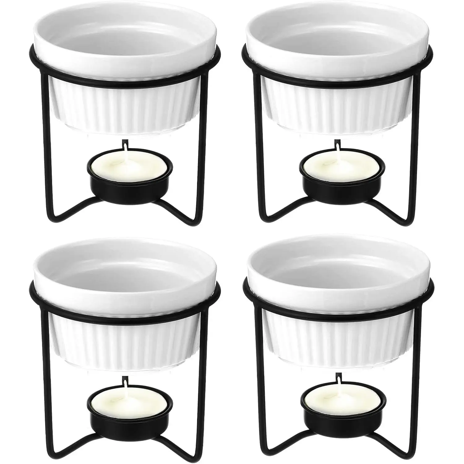 4 Set Ceramic Butter Warmers for Seafood Chocolate Cheese Fondue, Butter Melter, Dishwasher Safe Oven Safe Microwave Safe