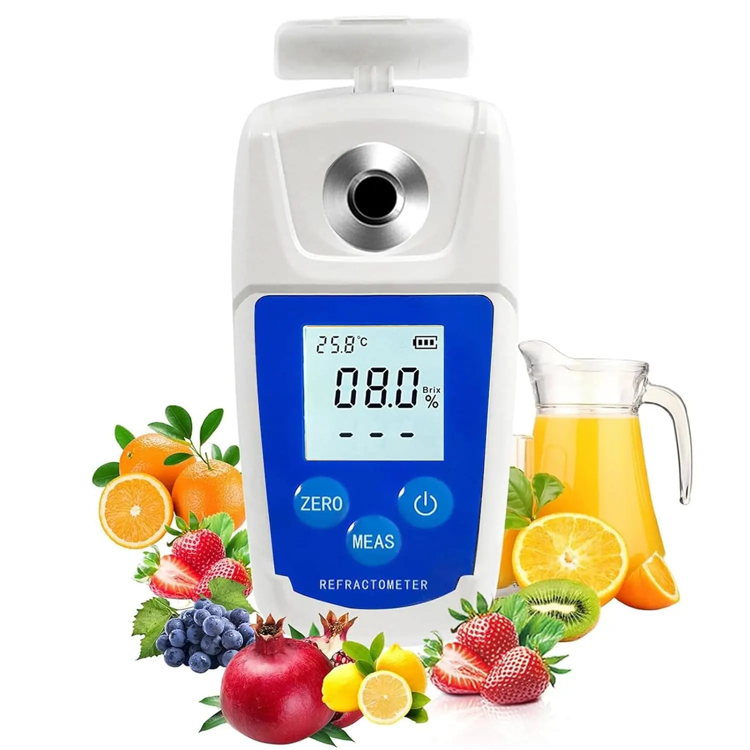 Digital Brix Refractometer with ATC for Sugar Content Test 0-55% Brix Tester Brix Meter for Drinking Water Beverage Fruit Juice