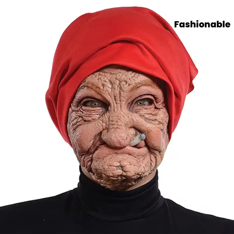 Little Riding Hood Smoking Grandma Mask, Halloween Party Prop, Ideal Gift for Men and Women, 1 Count, Fun Costume Accessory