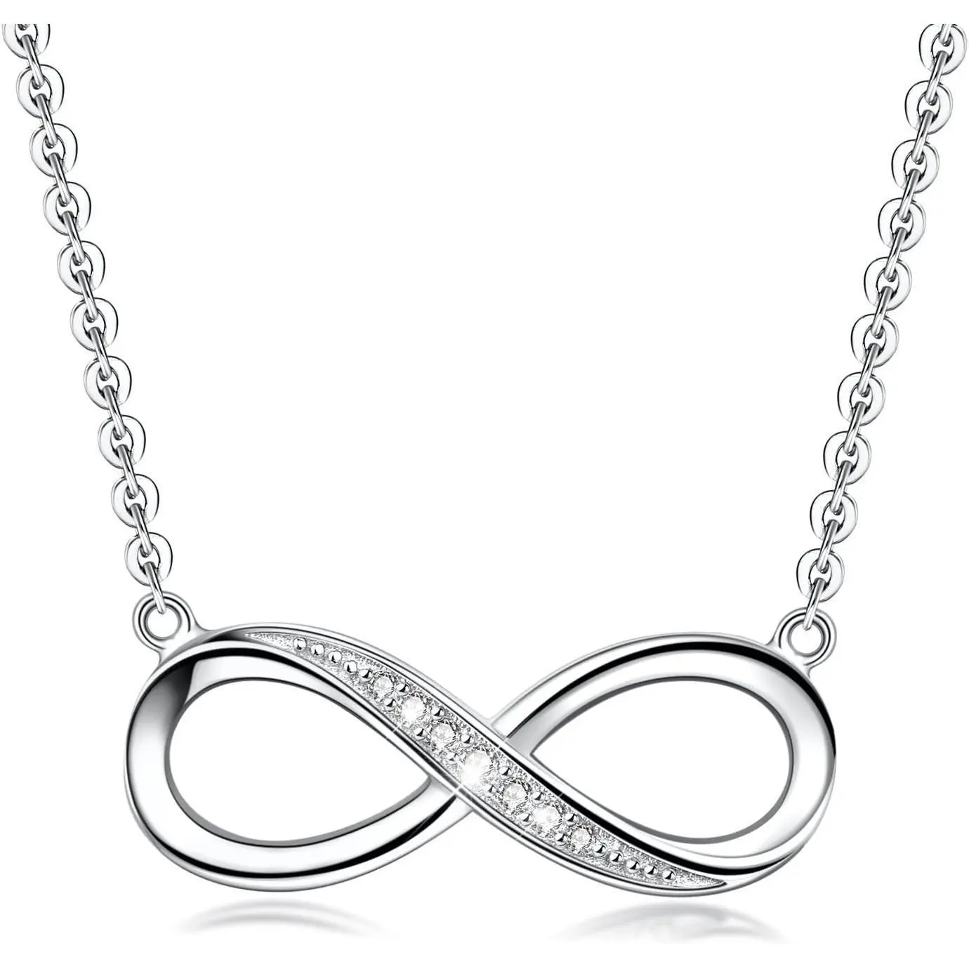Infinity Pendant Necklace for Women, 925 Sterling Silver Love Heart Necklace Fine Jewelry