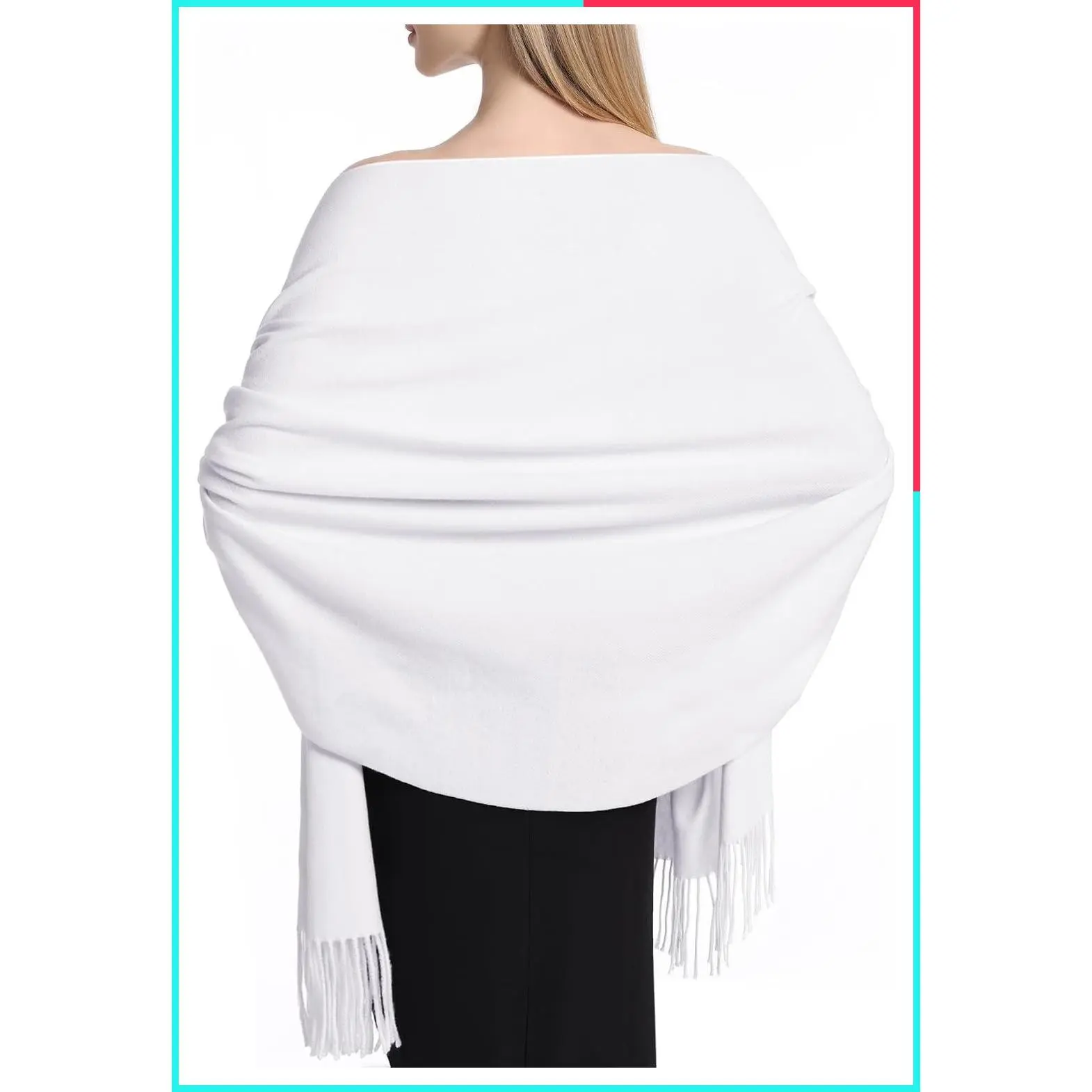 Pashmina Shawl Wraps for Women, Cashmere-Feel Scarf for Wedding, Elegant Bridal Shawl for Formal Dress, Party, Travel, Bridesmaid Gift