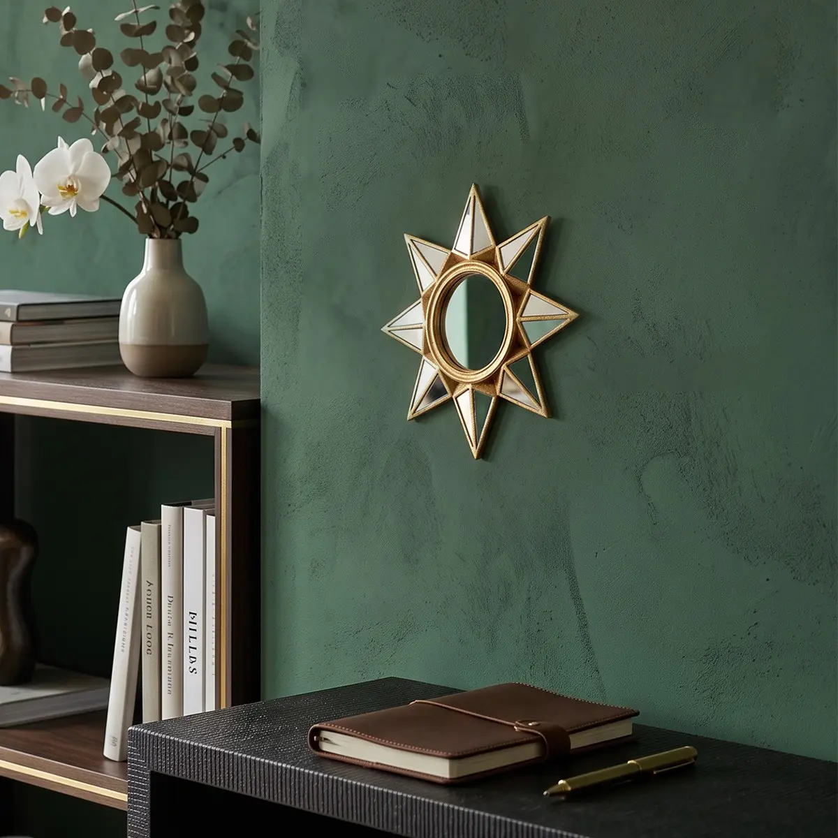 Sunflower Star Wall Mirror, European Vintage Wall Mirror, Luxury Gold Frame Entryway Mirror, Bohemian Style Wall Decor, Decorative Wall Mirror, Decorative Mirrors For Wall Decor