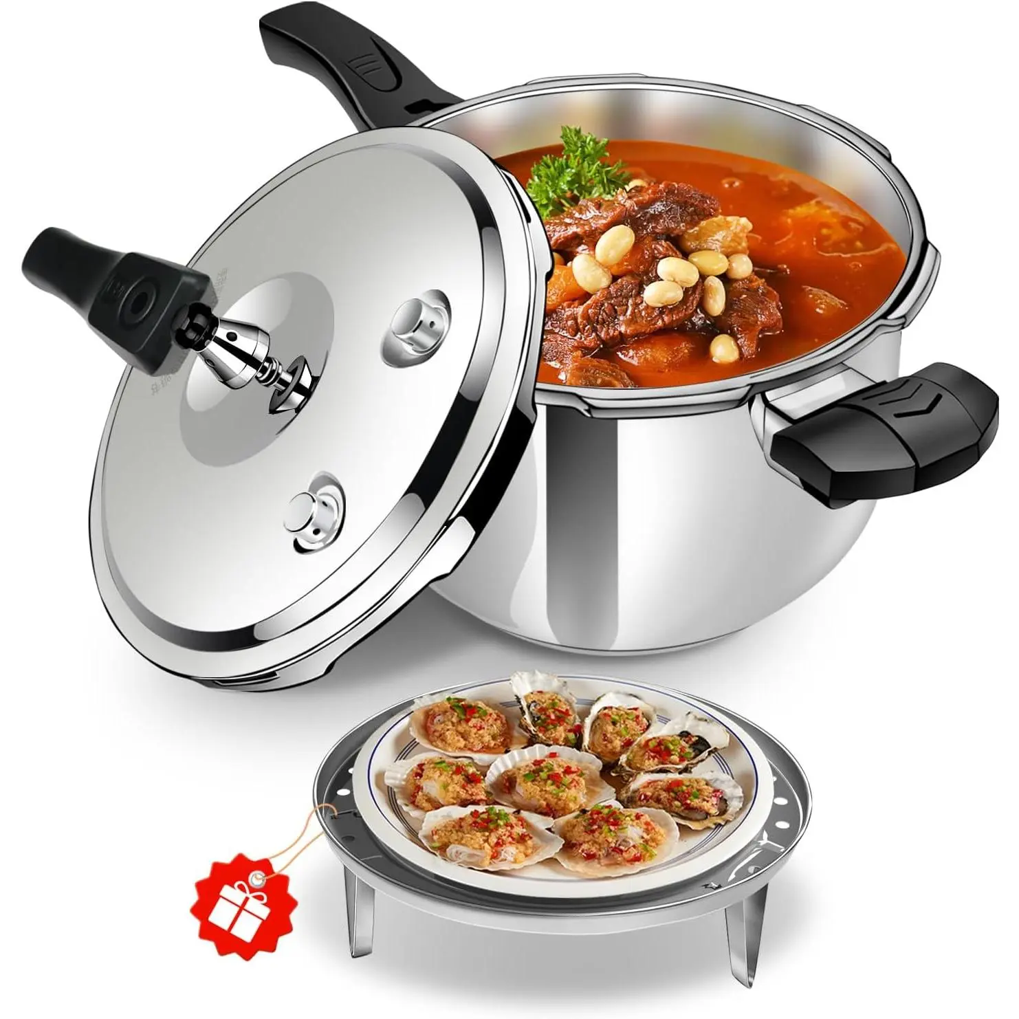 3 Quart Premium Food-Grade Stainless Steel Mini Pressure Cooker, Induction Compatible, Safe & Durable Small Pressure Cooker for 2-3 People