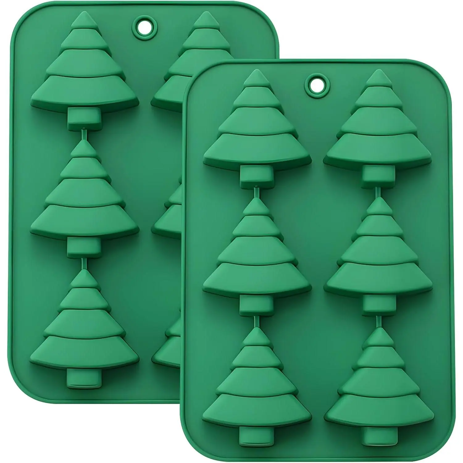 Christmas Tree  Baking Mold, 6-Cavity, 25.5x17.5 cm, 2 Pack |  Tree Shape, Easy to Clean, Non-Stick Surface,  & Candy Mold,