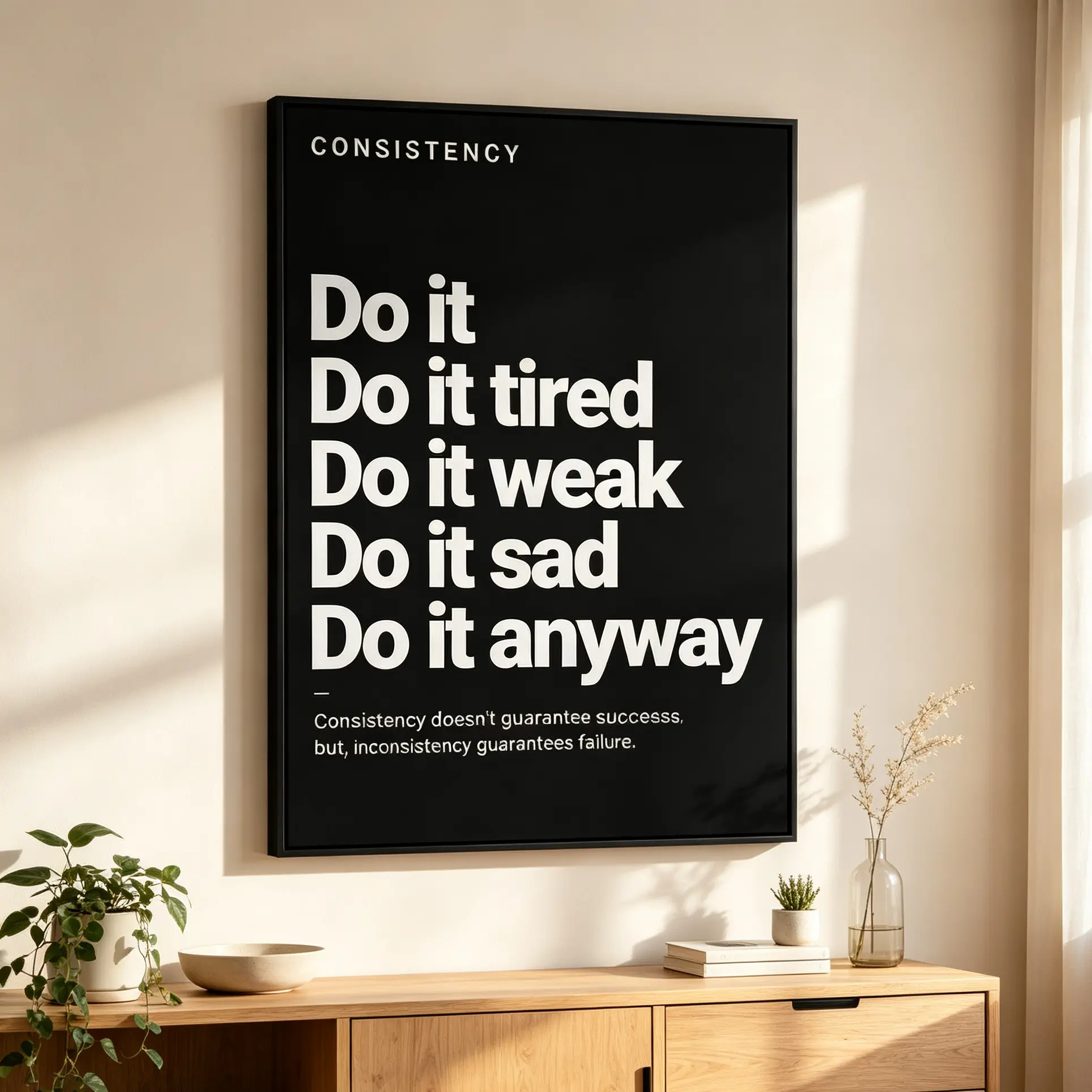 Do It Anyway Motivational Canvas Wall Art Poster,Consistency Quote Print, Black And White Inspirational Home Decor For Office Desk Bedroom, Unframed Poster
