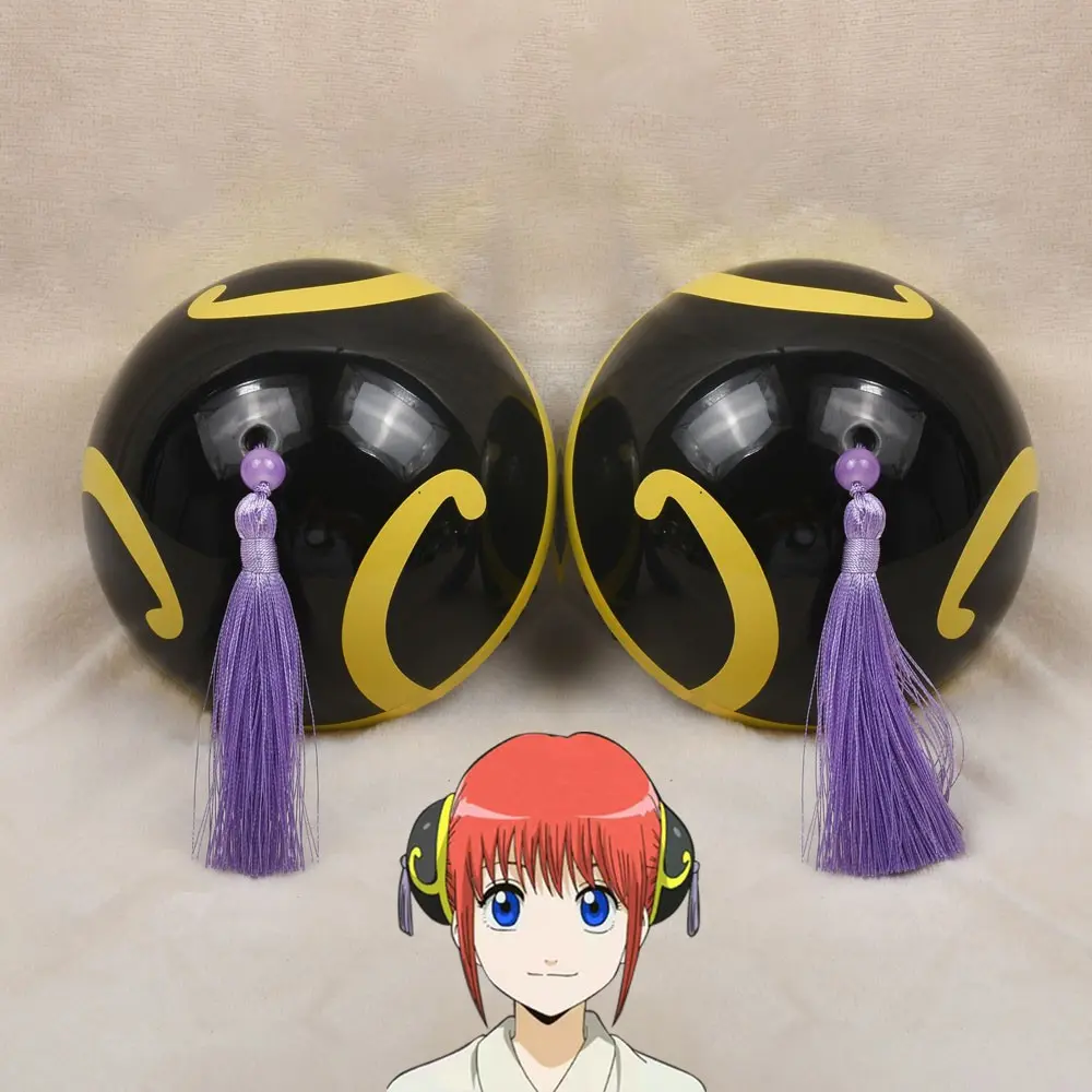 Gintama Kagura Cosplay Hair Bun Headwear, Anime Kagura Hair Accessory, Kagura Hairpin with Tassel, Halloween, Comic Con, Cosplay Party