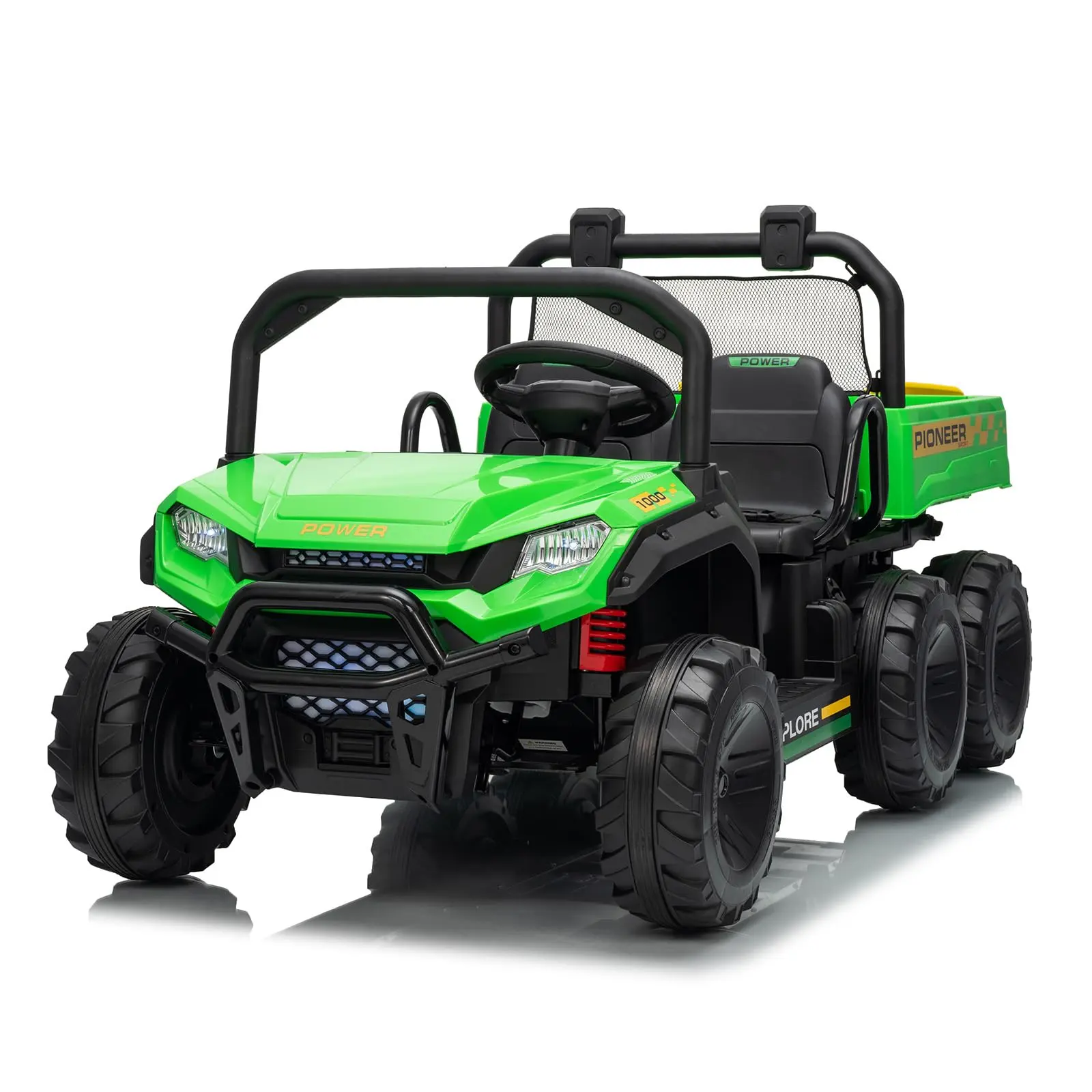 24V 2 Seater Ride on Dump Truck, 4WD Electric Car with Remote Control, Dump Bed, 3 Speed Modes, Music Player