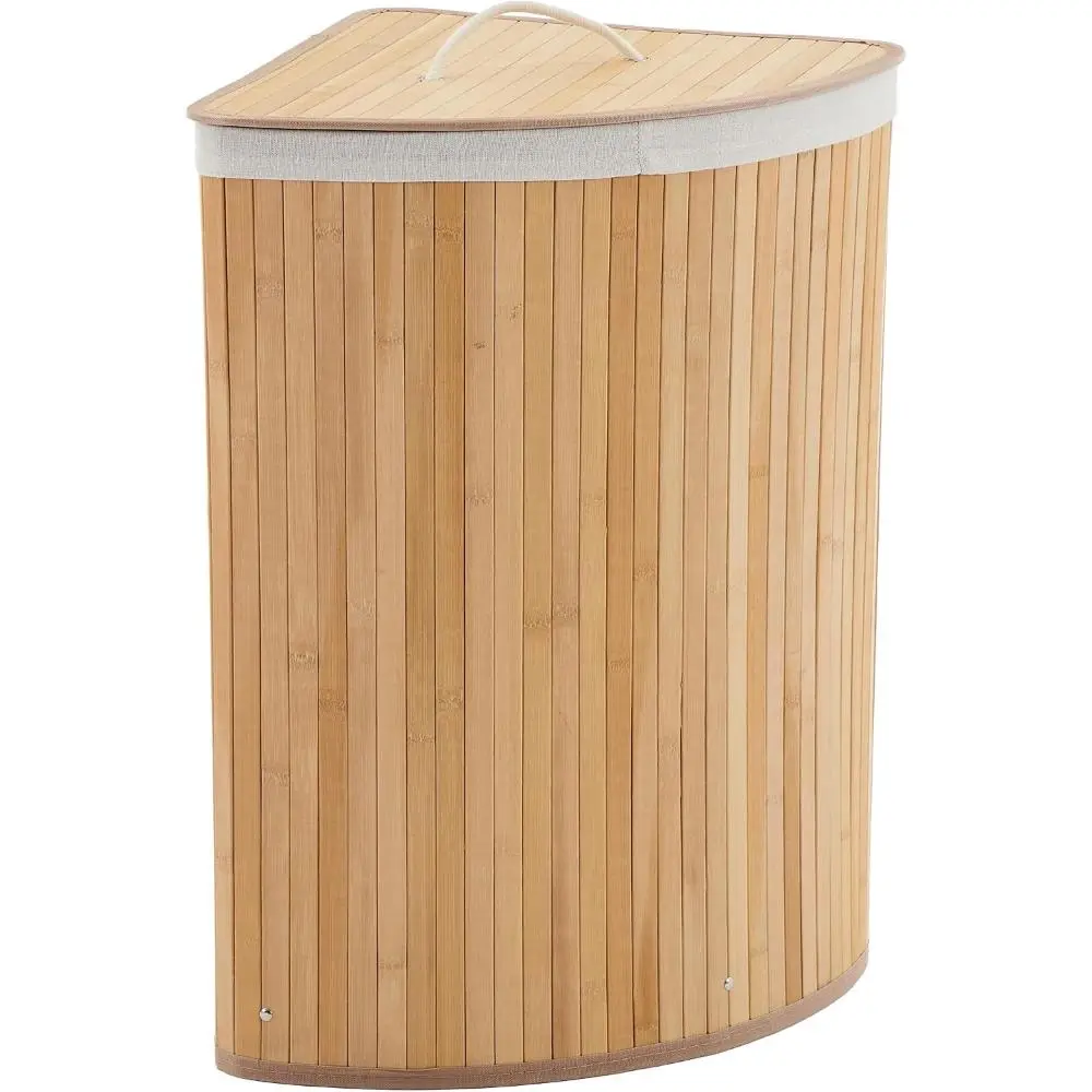 Gaomon Bamboo Laundry Hamper, 58L Large Foldable Modern Laundry Basket with Removable 2-Section Liner, Lid and Handles for Bedroom, Small Spaces