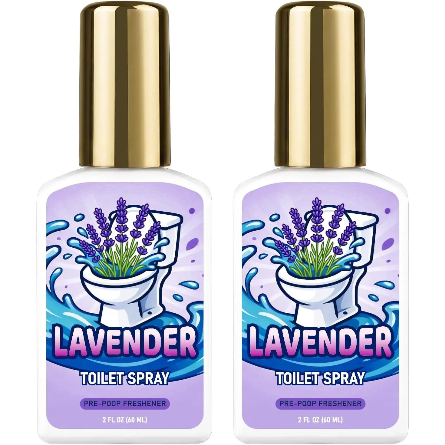 Toilet Bathroom  Odor  Lavender 2 Pack 4 Fl Oz | Long-Lasting, Travel size, Up to 240 Uses
