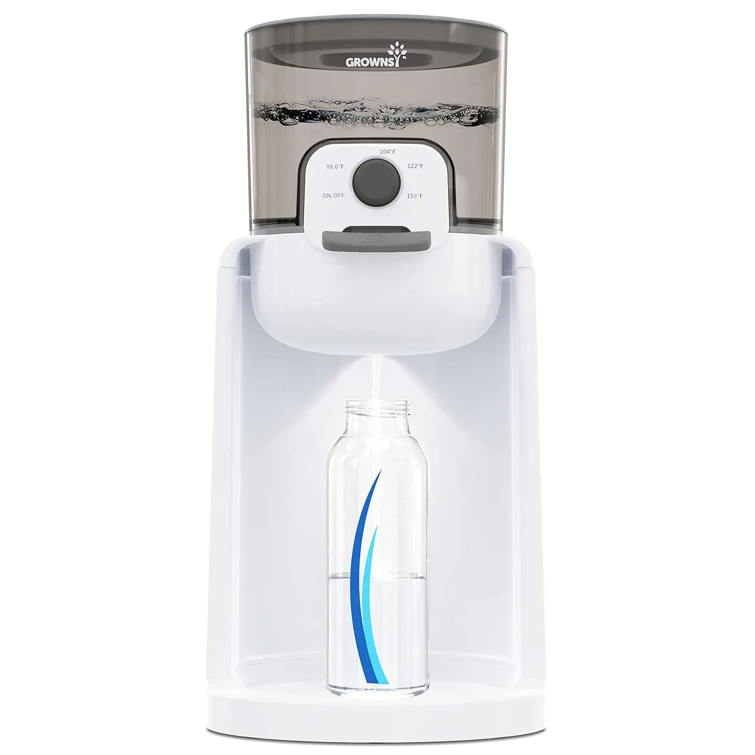 GROWNSY Instant Baby Bottle Warmer, Precise 4 Temperatures Control| Night Light, Midnight Feeding| Warm Water Dispenser for Formula in Seconds| 72H Smart Thermostat, Easy Keep Warm