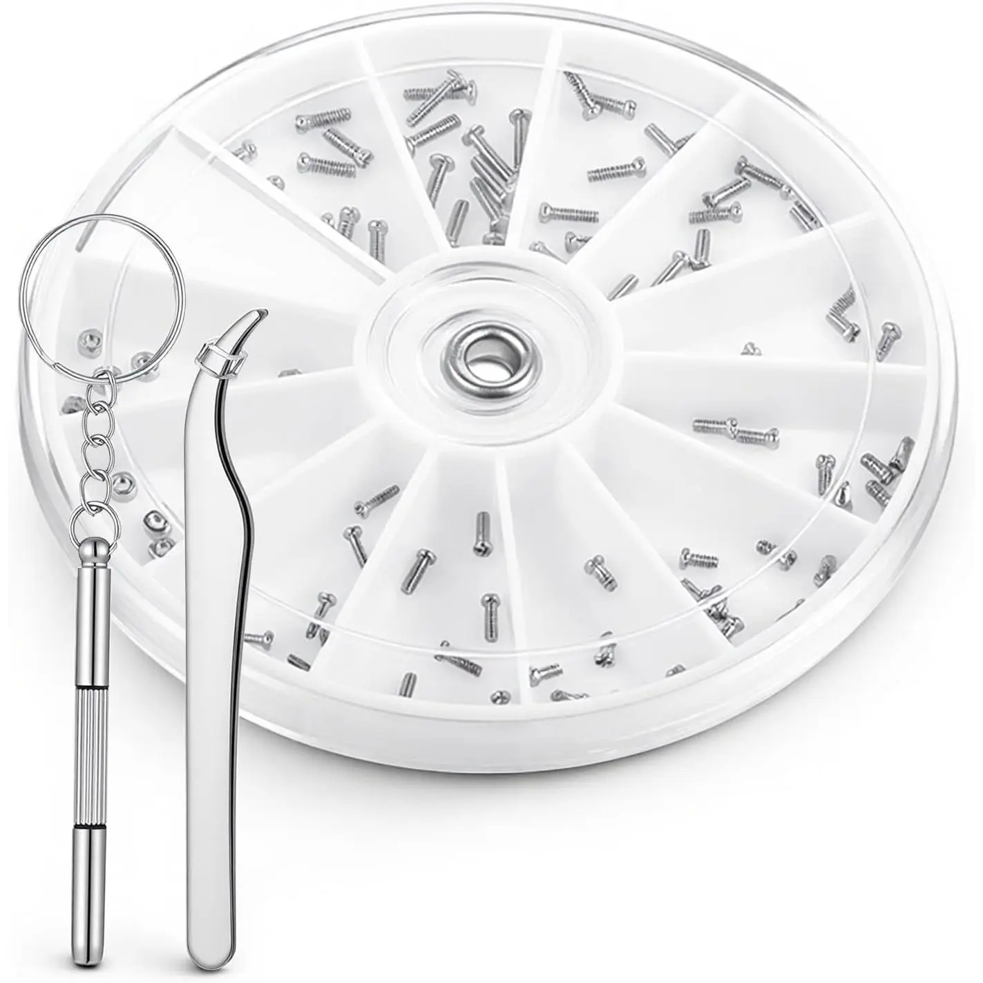 120 Piece Eyeglass Repair Kit Stainless Steel Glasses Screws and Nuts with Precision Screwdriver and Tweezers Universal Eyeglasses Kit Repair Tool for Glasses Sunglasses Watch Jewelry