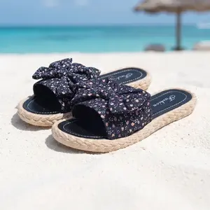 Women's Oversized Bow Slide Sandals - Cute Coquette Slip-On Flat Sandals with Molded Footbed, Non-Slip Summer Beach Shoes for Everyday Casual & Resort Wear