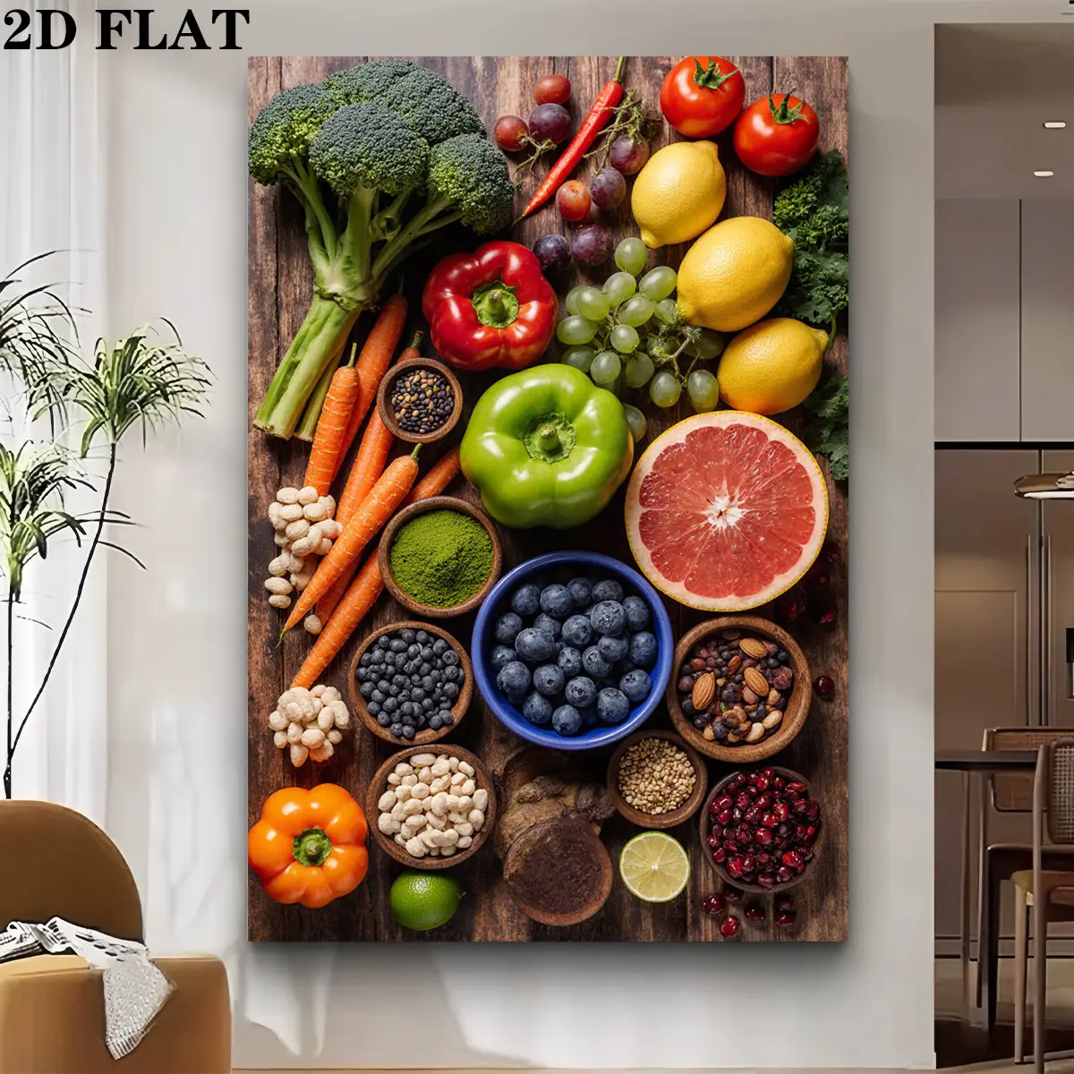 2D Canvas Wall Art Poster - Artistic Fresh Produce Fruit Print - Multi-Size 1-Piece Modern Home Decor Gift - Suitable for Large Living Rooms, Bedrooms - Serene Home Supplies Decor Piece