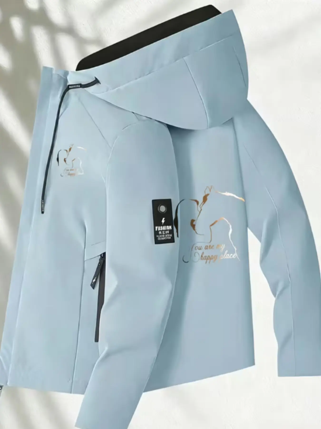 Women's Hooded Jacket, Loose Fit, High Elasticity, Windproof Waterproof, Casual Style, Perfect for Spring, Comfortable and Stylish