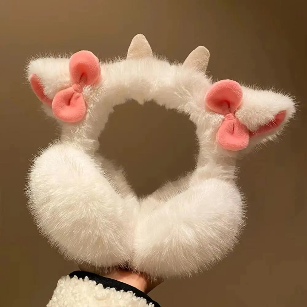 Soft Plush Ear Keep Warmer Winter Earmuffs for Women Cute Lamb Bowknot Fashion Outdoor Earflap Protection Ear-Muffs Ear Cover