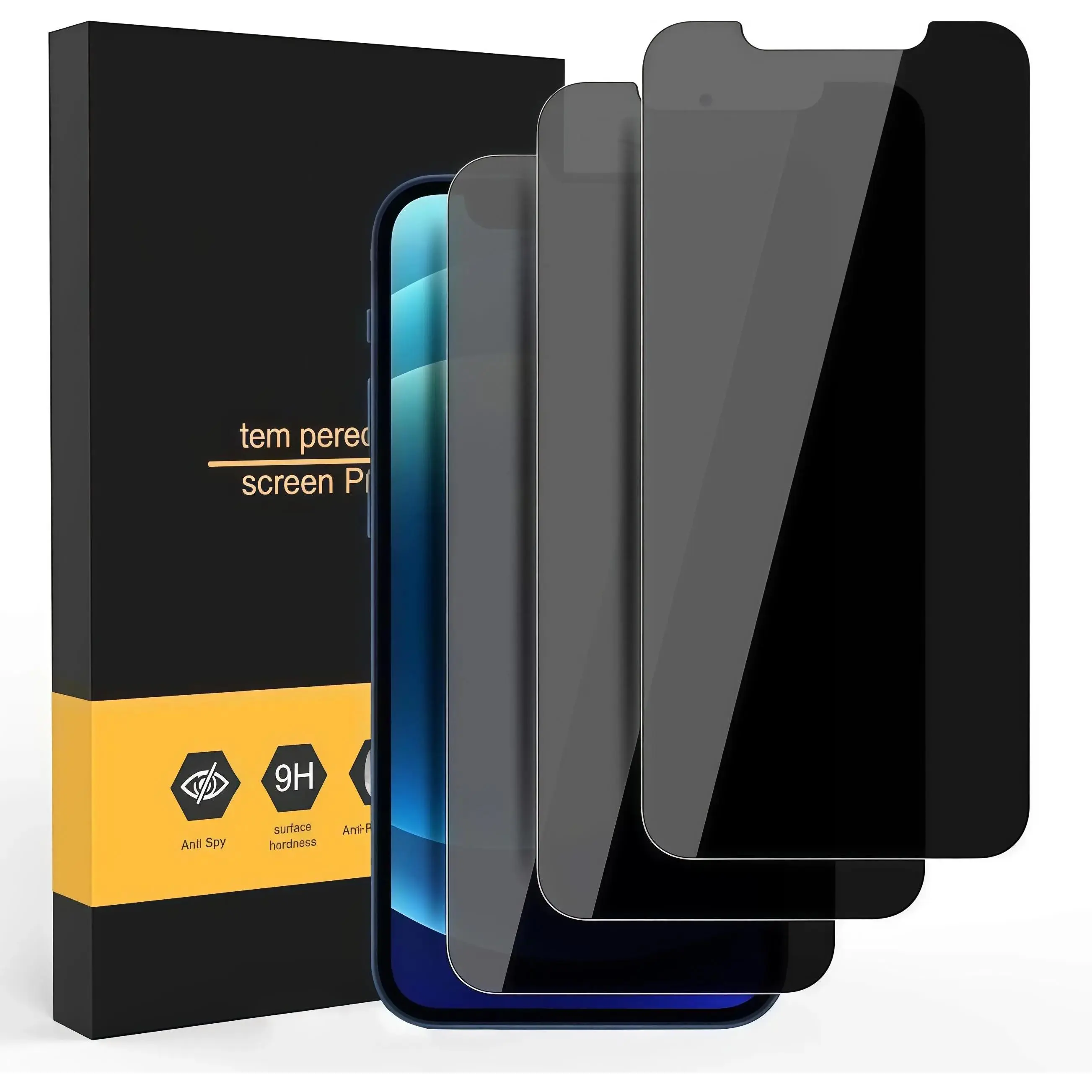 3Pcs Multi-Model Tempered Glass Privacy Screen Protector for iPhone 11/12/13/14/15/16/16e/17 Plus, Air, Pro Max - Reflective, Anti-Voyeurism, Scratch-Resistant, Bubble-Free Mobile Phone Accessory