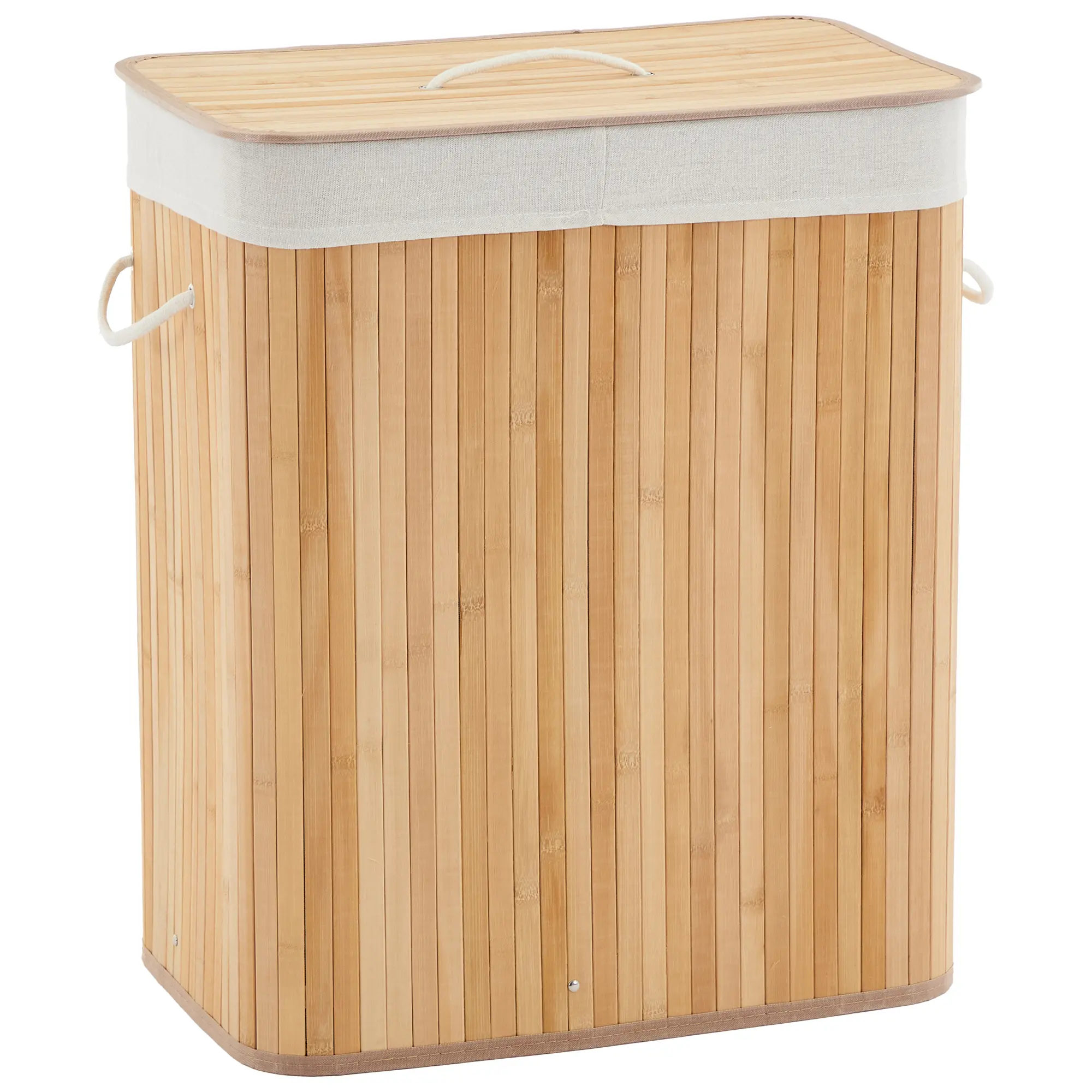 Space-Saving Collapsible Bamboo Laundry Hamper – 27.5 Gallon Large Clothes Basket with Lid, Removable Washable Liner, Slim Design for Bedroom, Bathroom, Apartment, Dorm