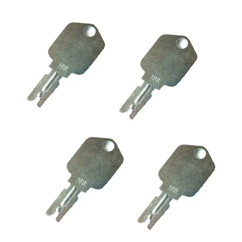 FridayParts 4 Pcs #166 Type Metal Key Ignition Start Key for Clark, Crown, Gradall Forklifts - Compatible with Gehl, Hyster, Komatsu, Yale, Daewoo Forklifts, Telehandlers