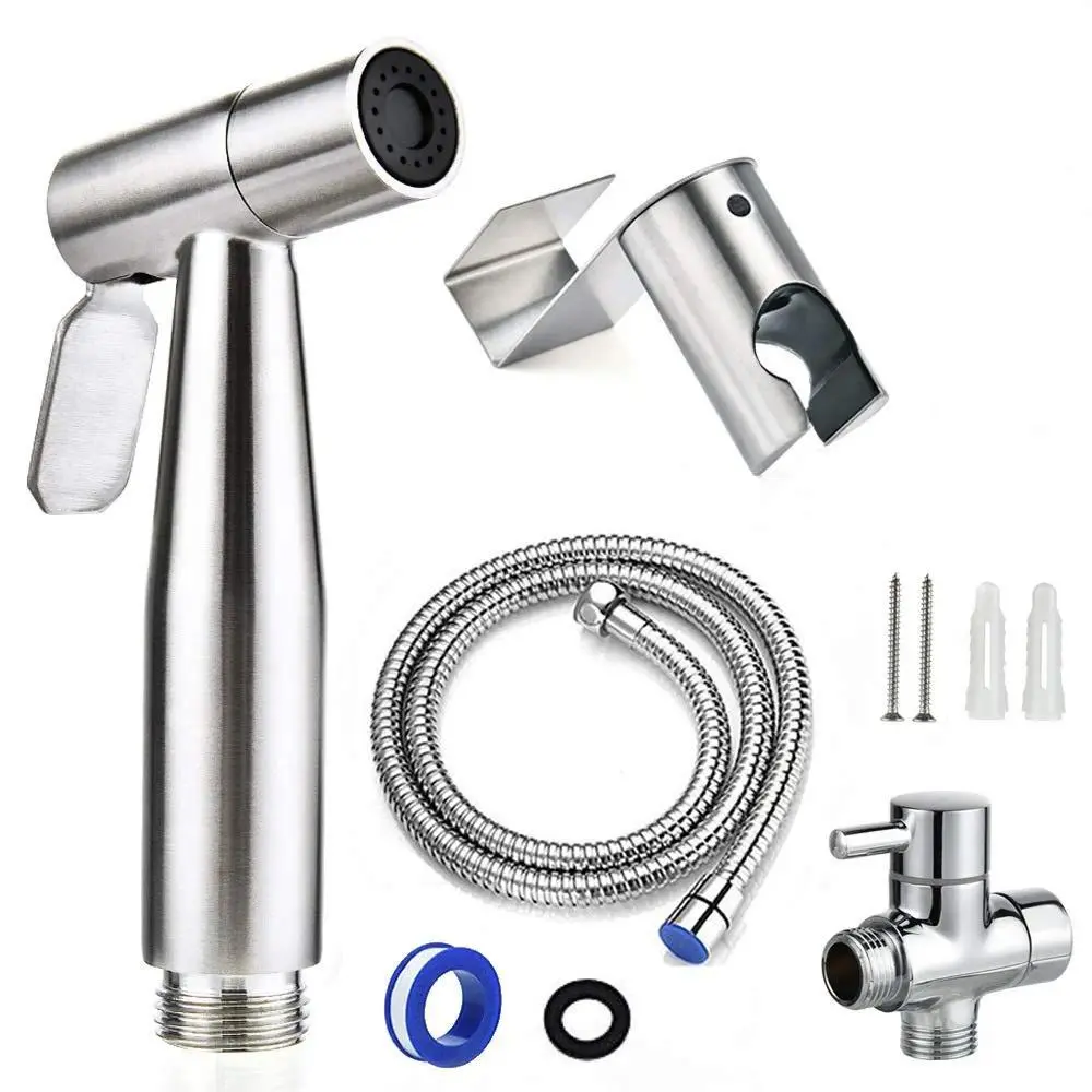 Metallic Handheld Bidet Sprayer Kit, Universal Unisex Bidet Attachment for Toilet, Easy-Install Bathroom Hygiene Fixture with Hose, Bidet Attachments For Toilet