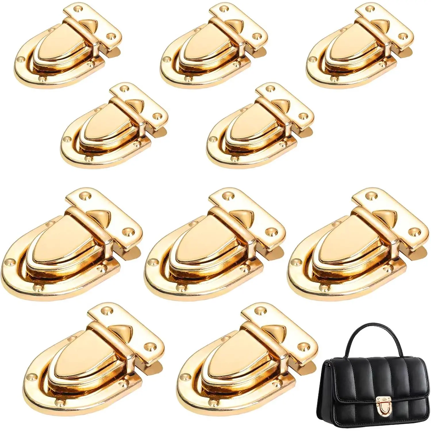 10 count Turn Lock Clasp Purse Closure Twist Locks Fasteners Metal Hardware Clip Clasp Buckles with Washers, for DIY Handbag  Handle Bags Craft Briefcase Handbag Making (2 )