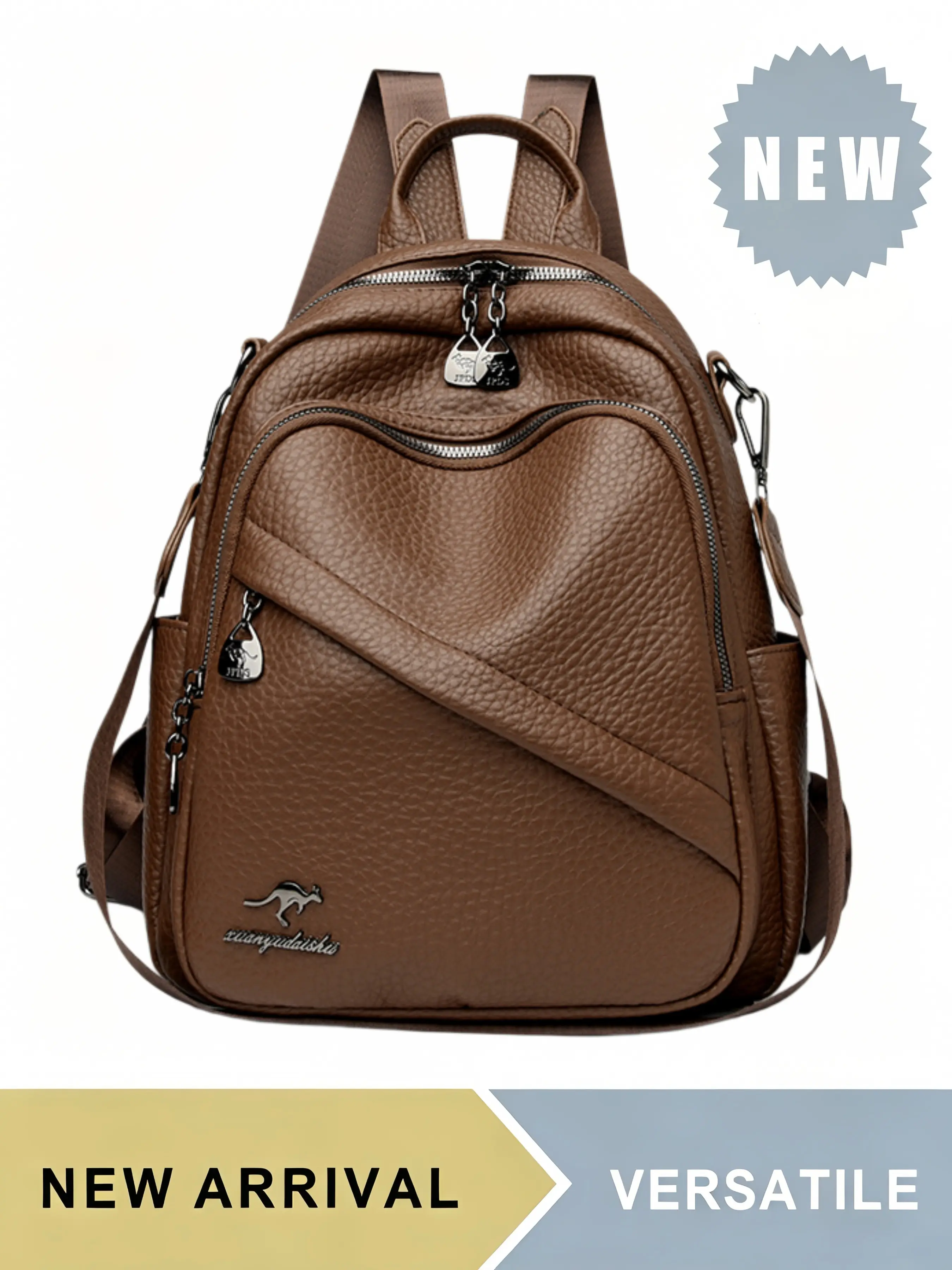 Women's Pebbled PU Leather Backpack Purse, Business Style Backpack, Large Capacity Multi-pocket Anti-theft Daypack with Convertible Straps, Lightweight Shoulder Bag for Ladies, Multiple Colors Available, Ideal for Daily & Outdoor Activities