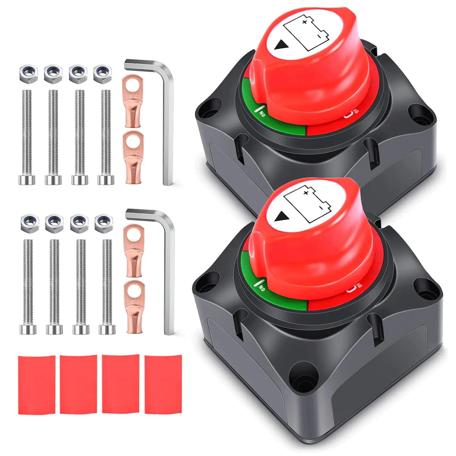 Nilight 2-Pack Heavy-Duty Battery Disconnect Isolator Switch, 12V-48VDC 275A Continuous 1250A Momentary ABS Copper On/Off Master Power Cut Switch for Truck, RV, Marine Boat