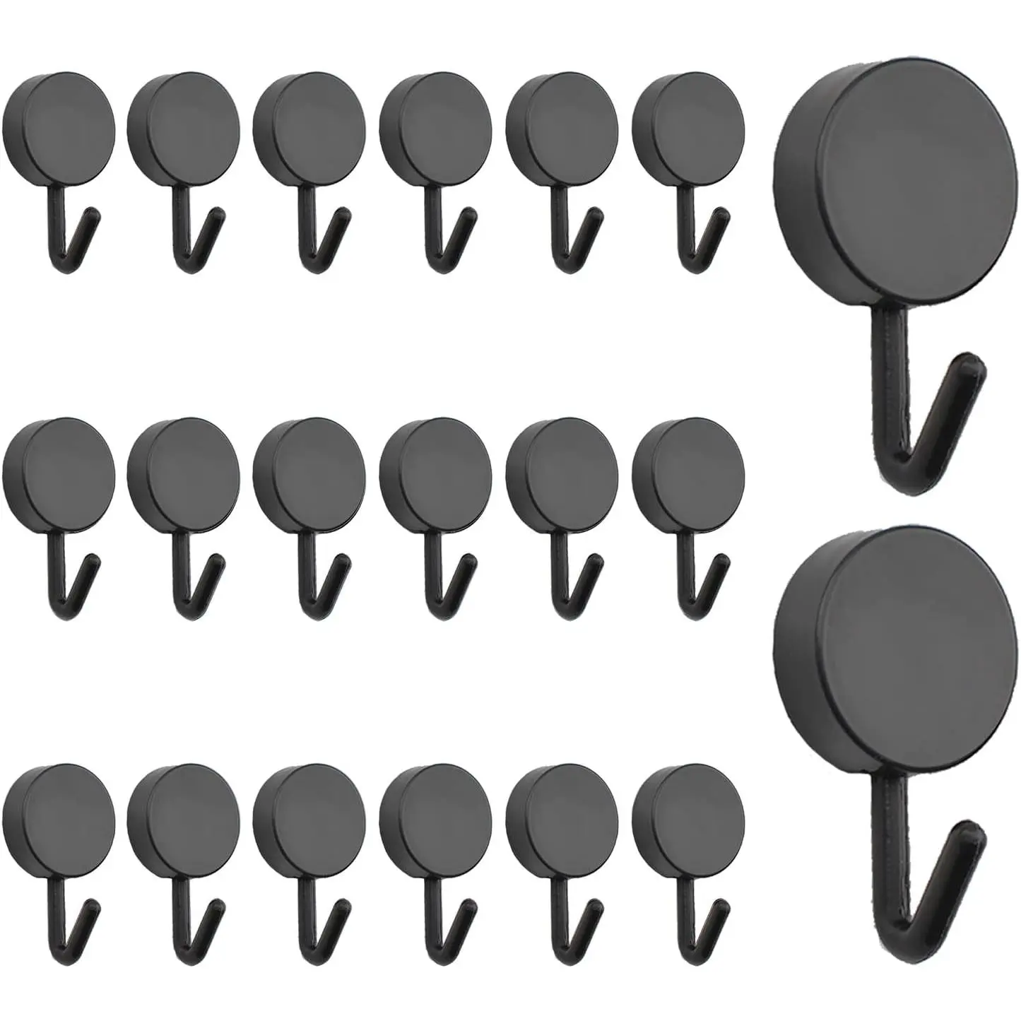 Self Adhesive Hooks, 20 count Heavy Duty Plastic Hooks Wall Key Hook Holders Stocking Holder for  Kitchen Bathroom Office Door (Black
