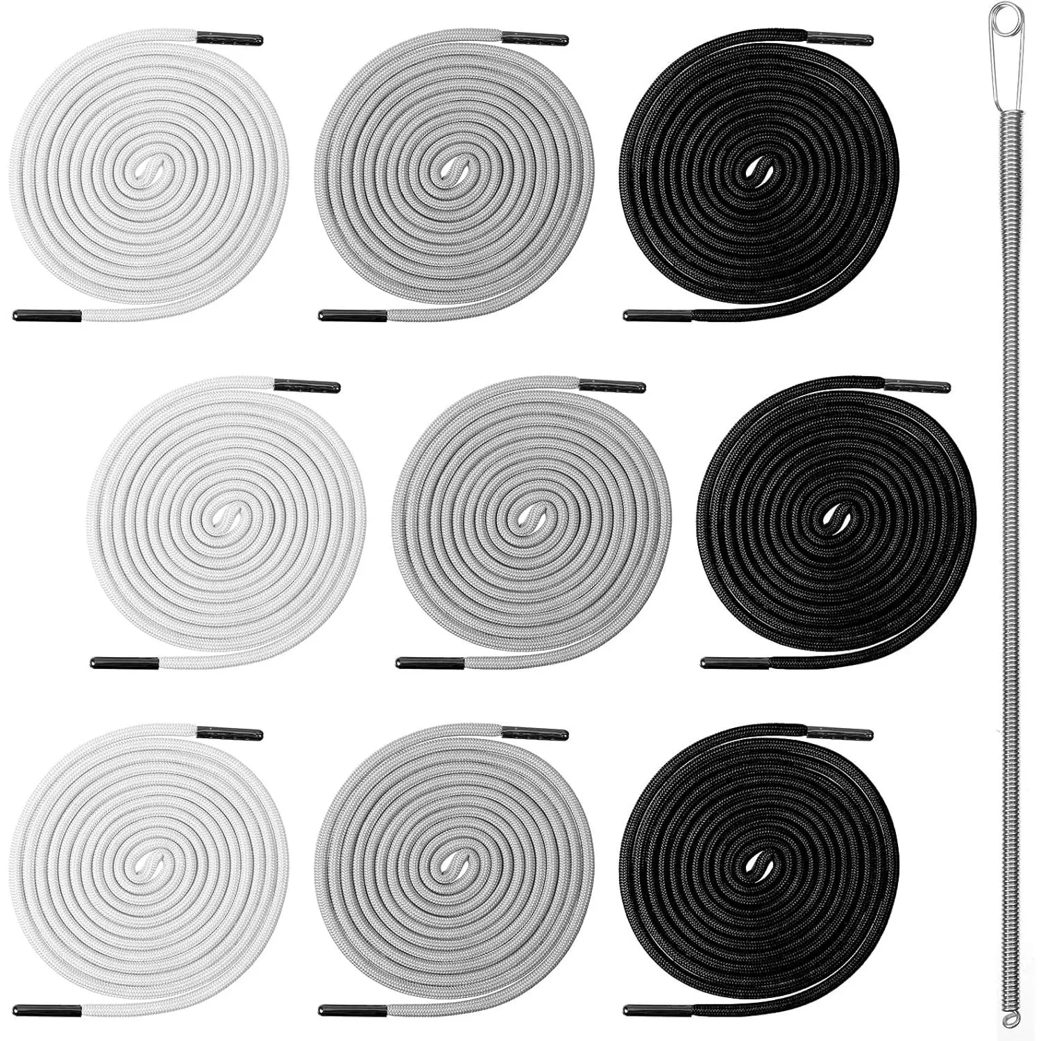 9-Piece 72" Extra-Long Replacement Drawstrings for Plus-Size Pants, Durable Polyester Cords with Metal Ends for Sweatpants & Hoodies - Complete Practical Kit with Threaders & Locks, 72 Inch, Athletic Activities, Daily Wear, Durable & Secure Construction