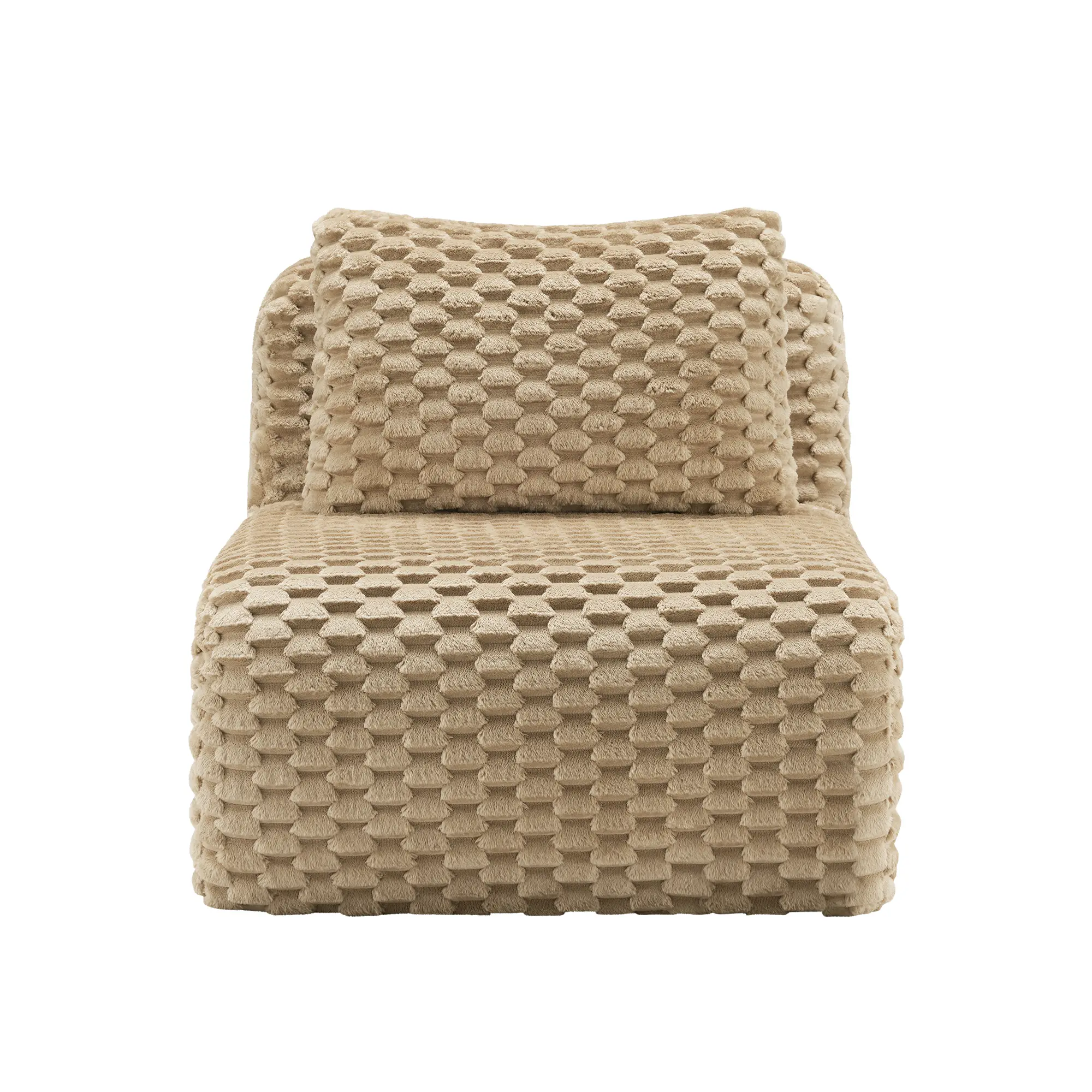 ARCH Armless Sofa with Pillow Flannelette Fabric Light Camel Couch for Living Room Single Seat Small Apartment Comfy Cozy Loveseat Modern Indoor Furniture, Living Room Furniture for Apartment, Lounge, Family Room, Office and Home Seating