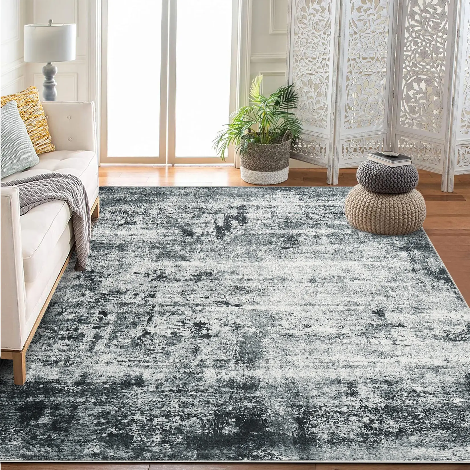 Modern Abstract Area Rug for Living Room - Soft Machine Washable, Non-Slip Floor Carpet for Outdoor Entryway,back to school,dorm essentials,home decor,home essentials