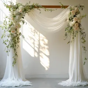 White Wedding Arch Draping Fabric - 31" x 20FT Sheer Chiffon Panel - Wrinkle-Free Backdrop Drapery for Ceremony, Bridal Shower, Arbor Decoration, Party & Event Décor, White, 1 Panel