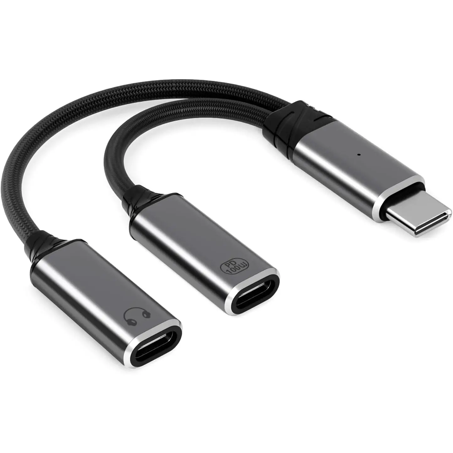 USB C Splitter,2 in 1 USB C Headphone and Charger Adapter Audio Dongle  with PD 100W for  16 15 Pro Max, Pixel 9 8 7, Galaxy S24 S23 S22, iPad Pro