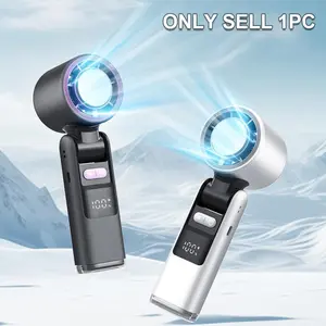 Digital Display Turbo Handheld Fan, 199 Speeds, Rechargeable Portable Fan, Foldable Portable Ice Cooling Electric Fan, Personal Refrigerator Fan for Summer Relief