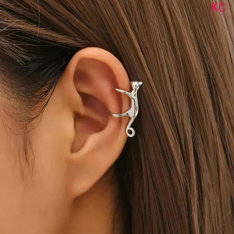 Cute Cat Shaped Ear Cuffs For Women, Creative Elegant Non Piercing Fashion Ear Jewelry For Daily Matching