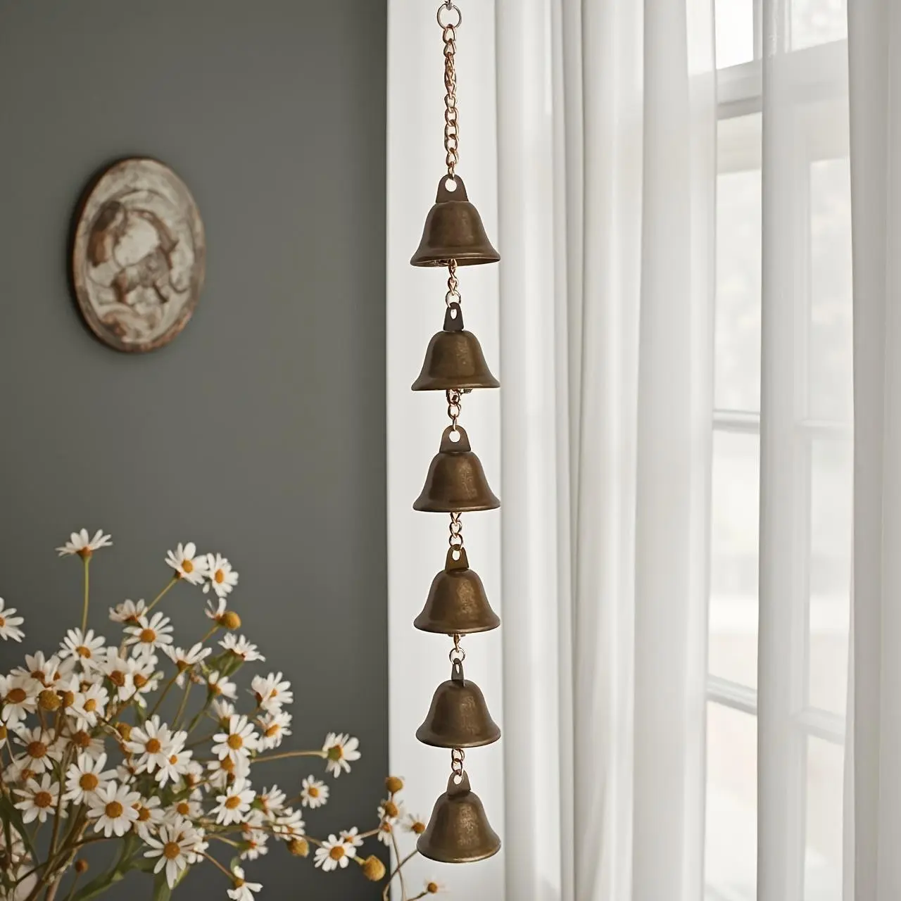 Rustic Farmhouse Wind Chime, Classic Metal Bells, Handcrafted Decorative Outdoor Decor, Cozy Fall & Thanksgiving Ornament, Garden & Courtyard Decor