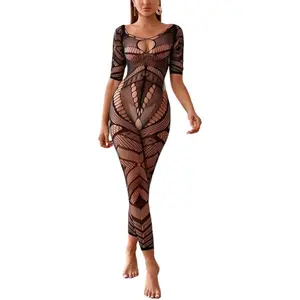 Women Sexy Crotchless Underwear Hollow Lingerie Bodysuit Babydoll Mesh Teddy Sleepwear Tights BodystockingGift.