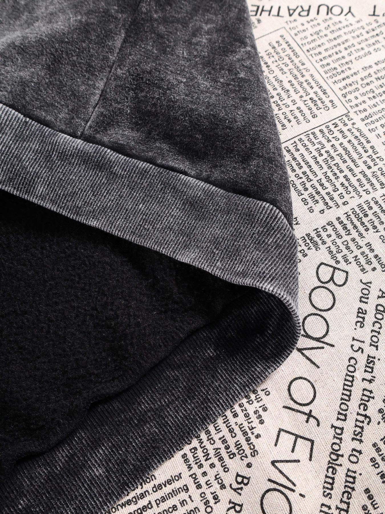 Cotton men's street Y2K retro style washed hooded zipper sweatshirt fashionable casual men's tops, men's long-sleeved velvet autumn and winter jacket