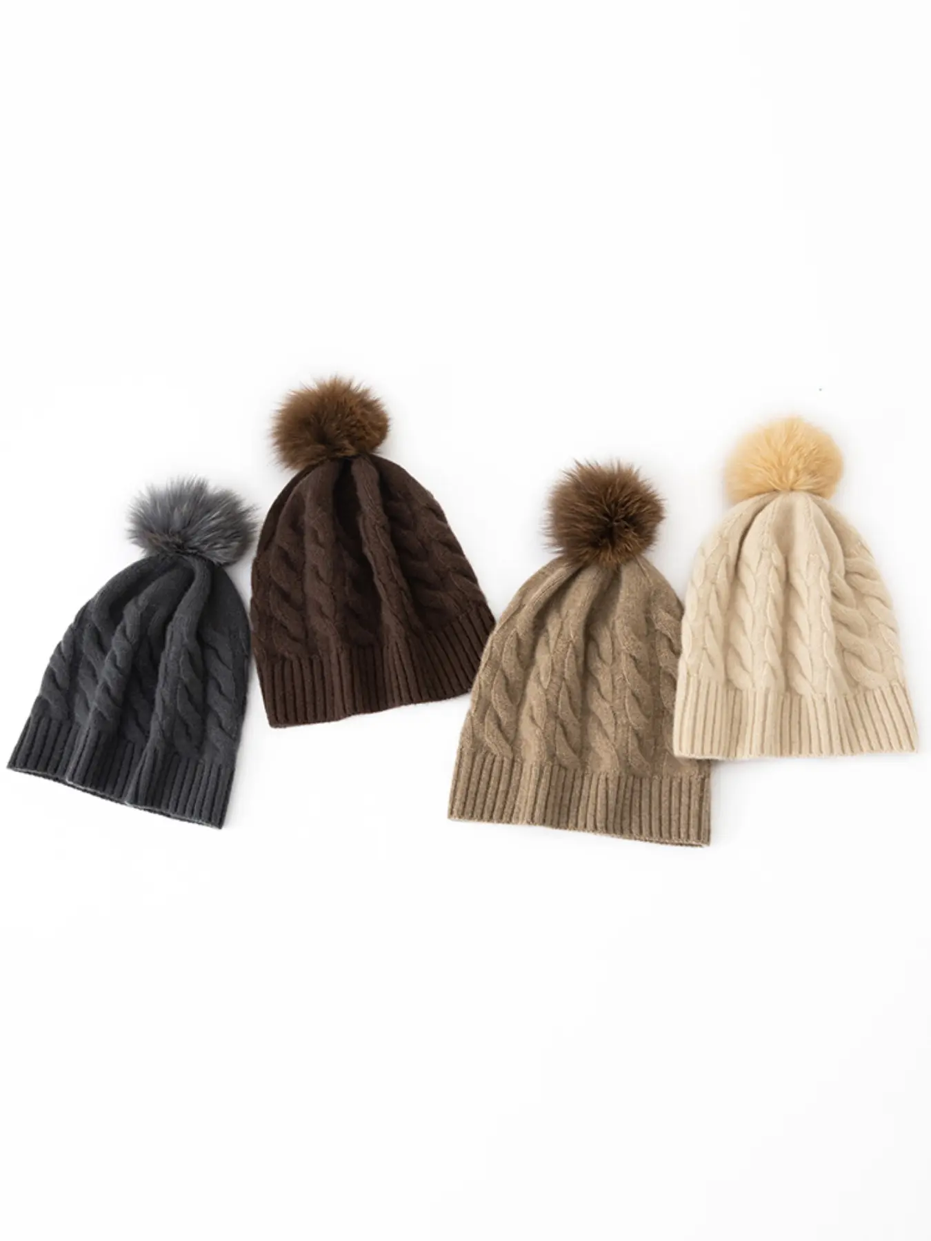 Luxurious Cashmere Knit Hat with Pom-Pom, Cute Style Versatile Pure Cashmere Hat, Elegant and Cozy Headwear for All Seasons