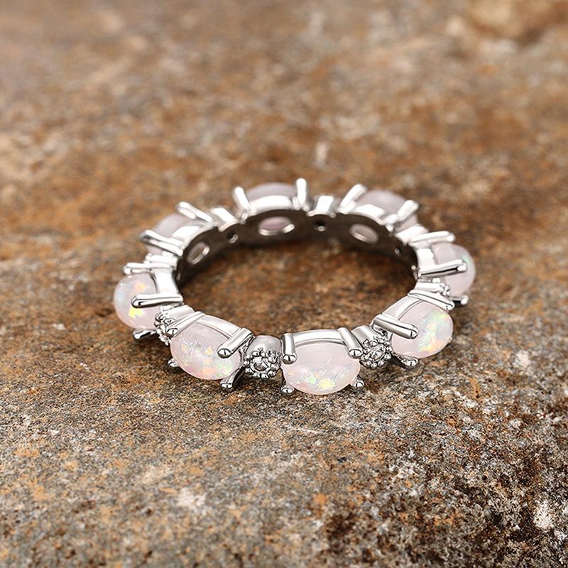 Bestselling Bridal Oval Opal Stackable Ring | Rose Gold Plated Full Eternity Band for Women