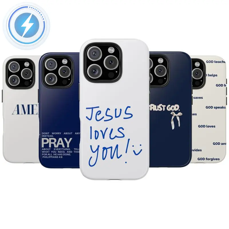 MagSafe Phone Case Jesus God Phone Case, Christian Bible Verses Cover Suitable for IPhone17 16 Pro, 14, 15, 13, 12, 11, Jesus Loves You Tough Case, Coquette Style Protective Protection for iPhone 16 Pro Max