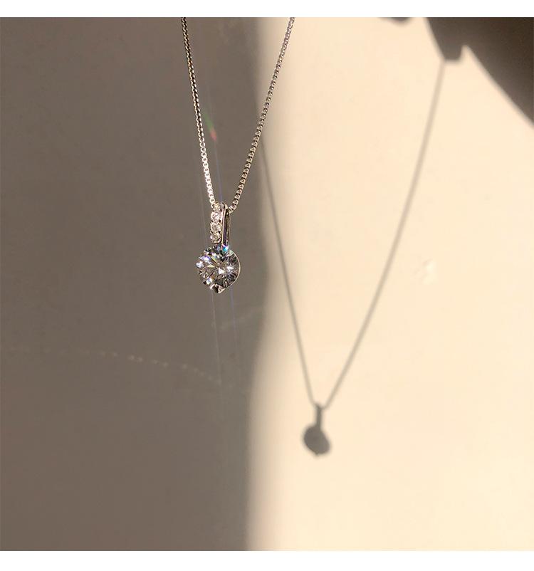 0.5ct Moissanite Pendant Necklace S925 Sterling Silver Dainty Luxury Adjustable Box Chain