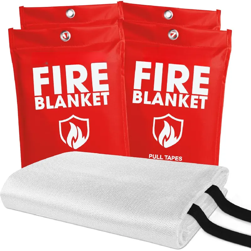 4 Pack Fire Blanket 40" x 40" – Emergency Fire Blanket for Kitchen & Home, Fiberglass Fire Suppression Blanket