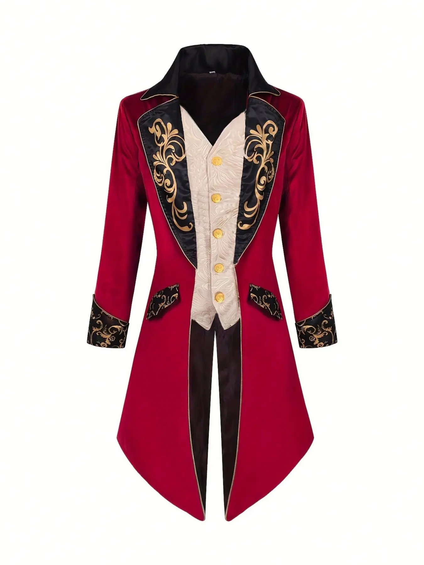 Men's Steam Punk Medieval Jacket, Embroidered Tailcoat Outerwear, Halloween Stage Performance Costume, European and American Style
