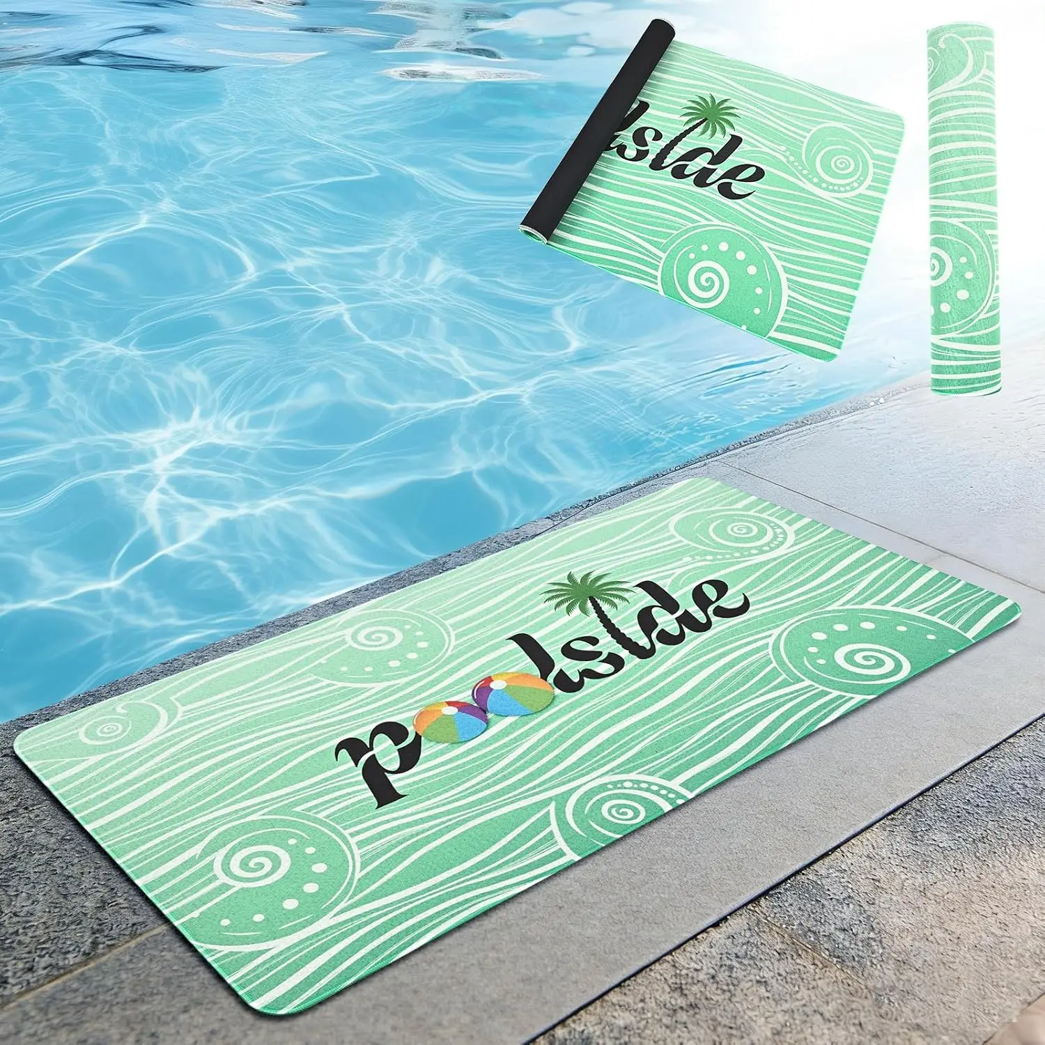 Pool Doormat 24x48 Inch, Non Slip Pool Floor Mat for Deck, Swimming Poolside Seating Mats with Rubber Backing Walk Summer Door Mat for Outside Patio Beach Swimming Pools Lounging