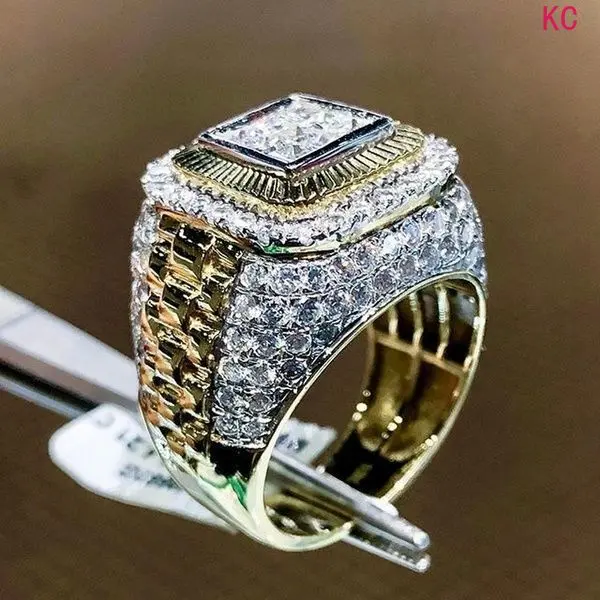 Hip Hop Inlaid Stone Ring, Trendy Finger Jewelry For European American Men Street And Dance Occasion Wear