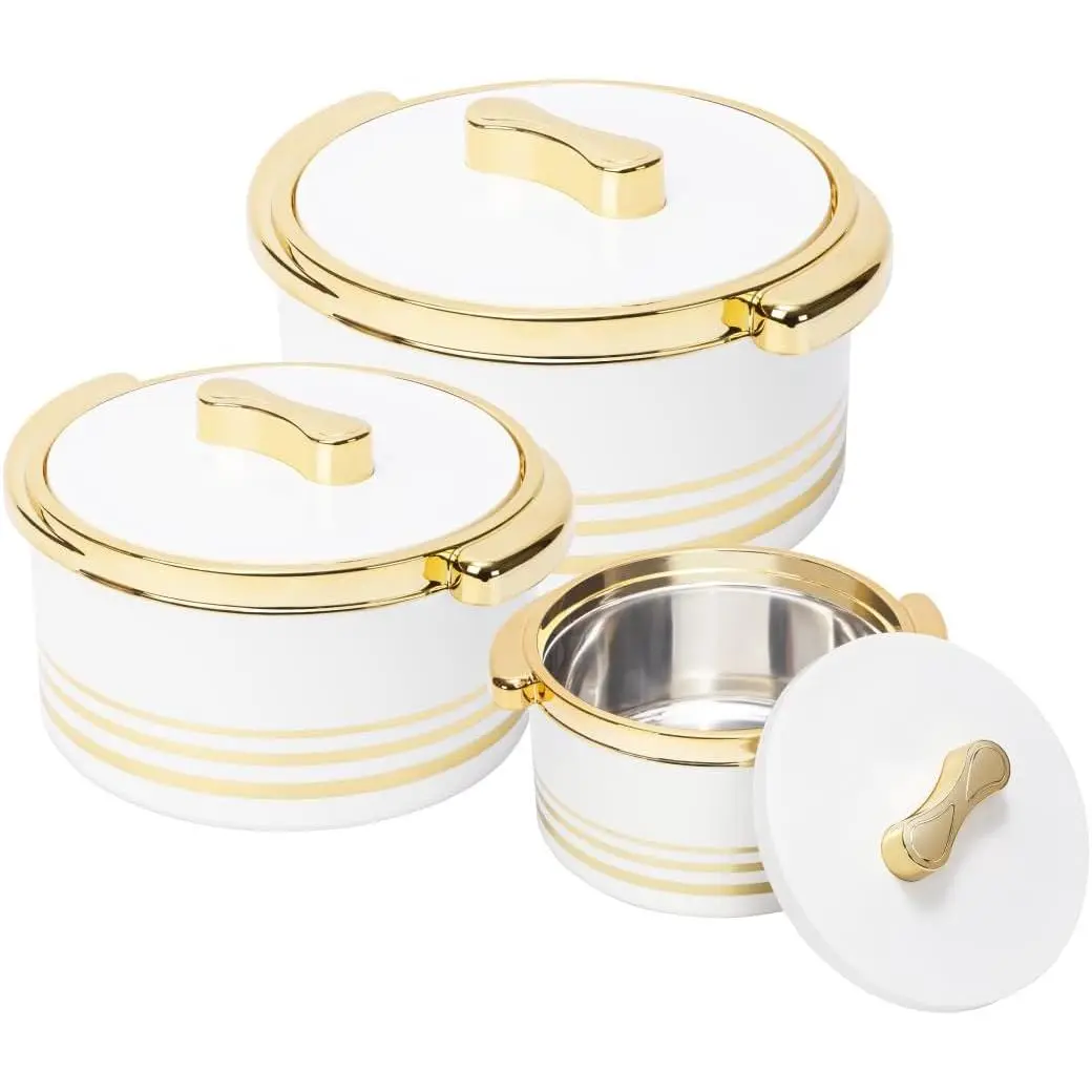 Insulated Casserole Dish with Lid 3 count Set 3.7/2.6/1.5 qt. Hot Pot  Warmer/Cooler -Thermal Soup/Salad Serving Bowl- Stainless Steel Hot  Container-  Set for Moms -Holidays
